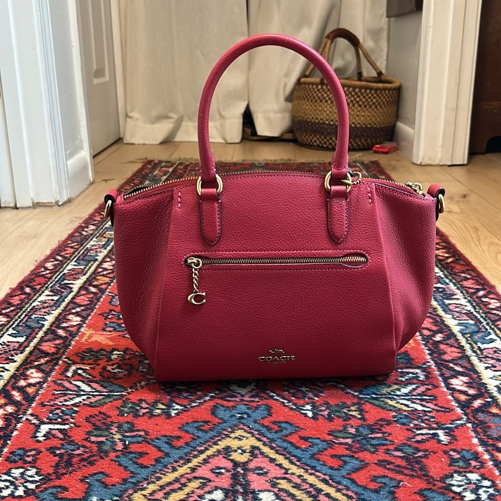 COACH Elise Satchel in Pebbled Red Leather